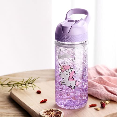 Botella de Agua OOTD Unicornio con Pajita y Cerradura para Niñas