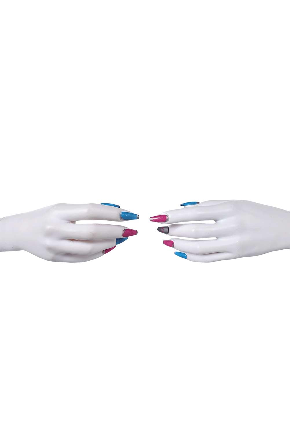 Toitaly Uñas postizas Jinx para cosplay, accesorios largos para disfraz, uñas postizas coloridas con pegamento.