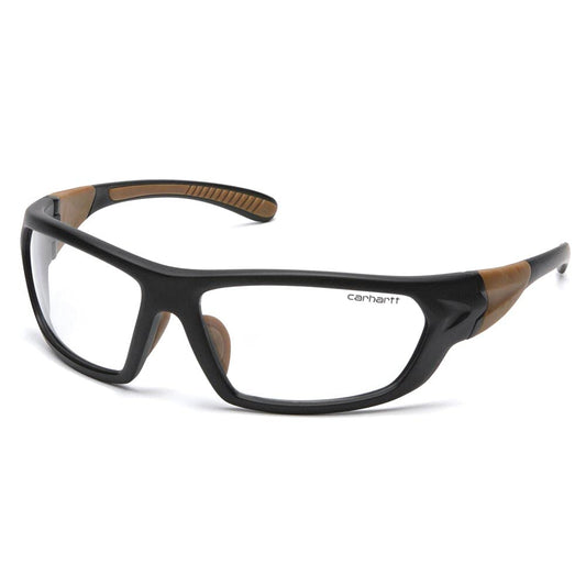 Carhartt Carbondale - anteojos de seguridad con lente transparente antivaho negro/marco bronceado, talla única