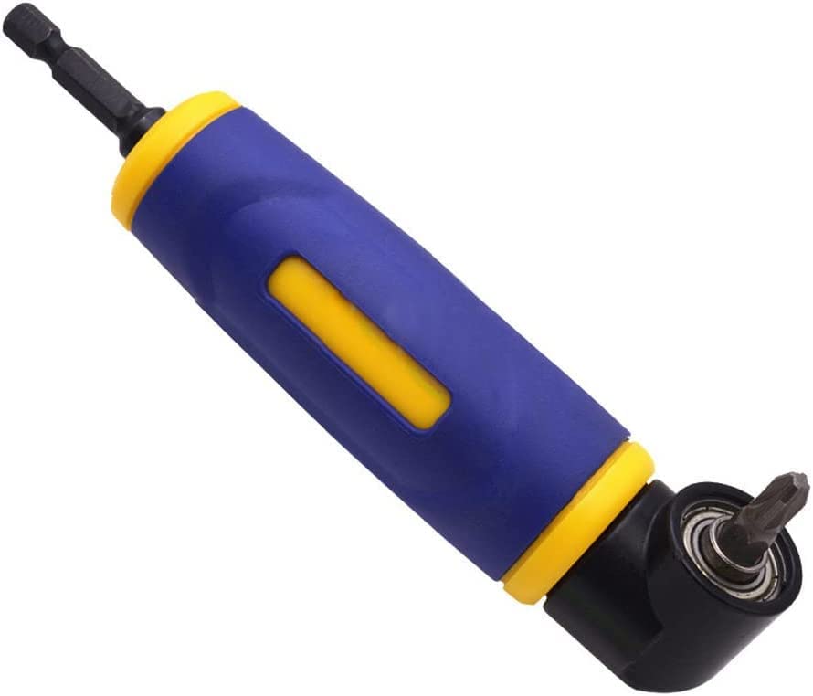 Destornillador de ángulo recto de 1/4 pulgadas, 90° grados, adaptador de extensión de destornillador, portabrocas eléctricas de esquina (azul)