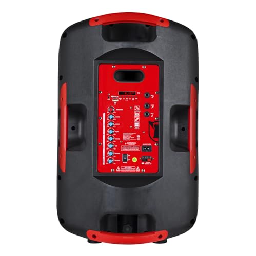 KSR Bafle Profesional con Micrófono Alambrico y Control Remoto Kaiser BB 15” Luz Flama Link Recargable Bluetooth USB Micro SD FM Rec 50W Rms Color Negro Bafle de15 Pulgadas MSA-7515SC