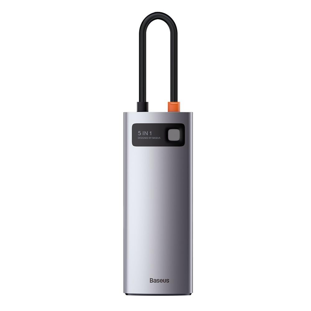 Baseus HUB Adaptador Tipo C Multifuncional 5 en 1 de la Serie Metal Gleam, Gris