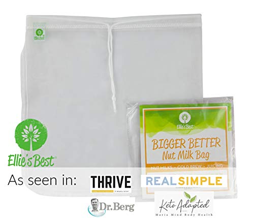 Bolsa de calidad para leche de nuez - 30.48 cm x 30.48 cm de grado comercial - Bolsa coladora multiusos reutilizable para alimentos y leche de almendras - Estopilla de nailon de malla fina y filtro para café frío, Blanco, 5