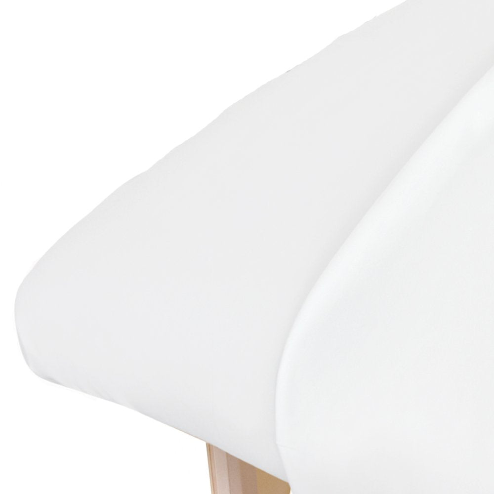 ForPro Professional Collection Sábana bajera ajustable de microfibra de alta calidad, ultraligera, resistente a las manchas y a las arrugas para mesas de masaje, color blanco, 36 pulgadas de ancho x 77 pulgadas de largo x 7