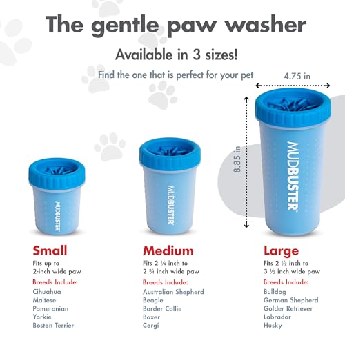 Dexas MudBuster - Limpiador de patas azules portátil grande para perros, suministros y accesorios para mascotas de alta calidad