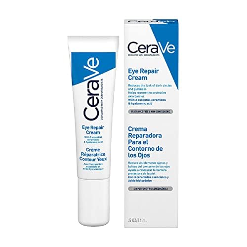 CeraVe Crema Reparadora para Contorno de Ojos Bolsas y Ojeras 14gr + Sérum Hidratante con Ácido Hialurónico 30ml Hidratante facial para todo tipo de piel