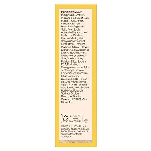 Honest Beauty suero de vitamina C con extractos de alcachofa y trébol | sin parabenos, dermatólogo probado, sin crueldad | 1.0 fl. oz.
