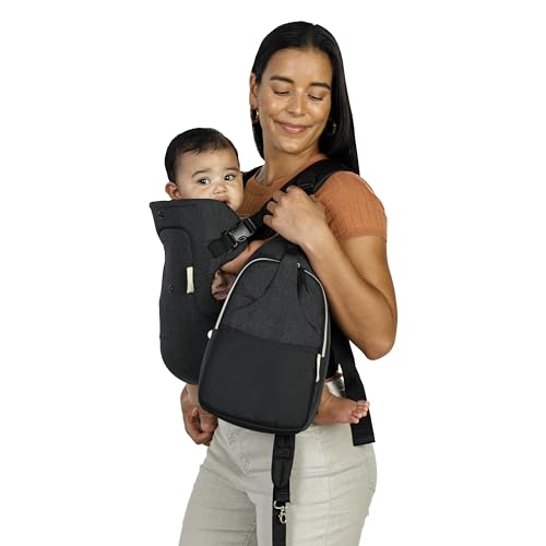 Infantino - Portabebés convertible 4 en 1 y bolsa de pañales cruzada, portabebés Grow-with-Me con bolsa de pañales cruzada, color negro y dorado, juego de 2 piezas