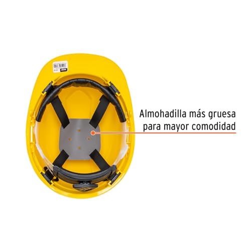 Casco de Seguridad Truper Amarillo Ligero y Ventilado con Diseño Cómodo y Ajuste de Matraca