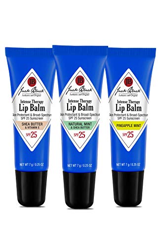Jack Black Intense Therapy Lip Balm Trio with recyclable, reusable tin, 0.25 fl. oz.
