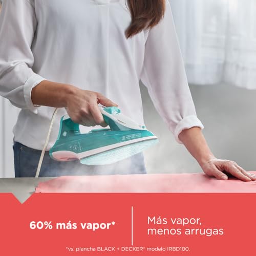Black+Decker Plancha de Vapor TrueGlide muy durable y más vapor, Tanque de Agua 250ml, IRBD352