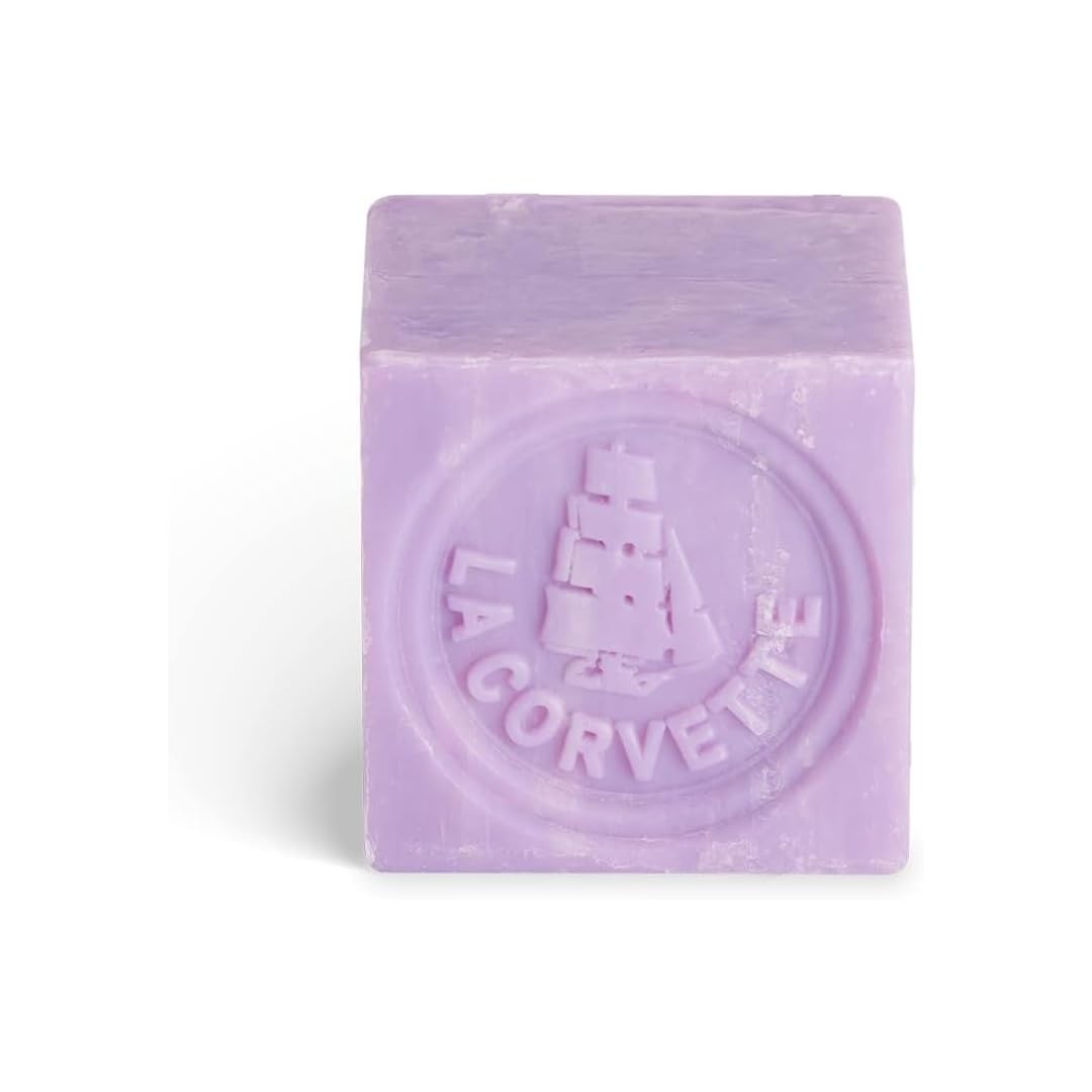 La Corvette | Jabón de Lavanda en Cubo, Hecho en Provence 100% de Aceites Vegetales Puros, Sin Parabenos, 200 g.