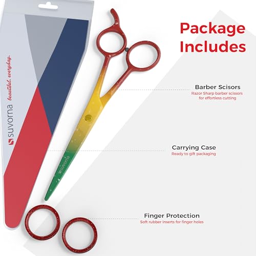 Tijeras de corte de pelo de 6,5 pulgadas para profesionales, barberos y peluqueros - Tijeras de pelo para cortar y recortar - Tijeras de pelo para hombres y mujeres (rojo, amarillo y verde)