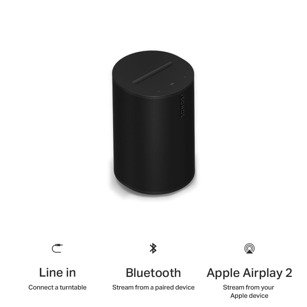 Sonos Era 100 SL Bocina Inalámbrica con Intenso Sonido Estéreo y Graves Profundos. Reproduce por Wi-Fi o Bluetooth - Color Negro.
