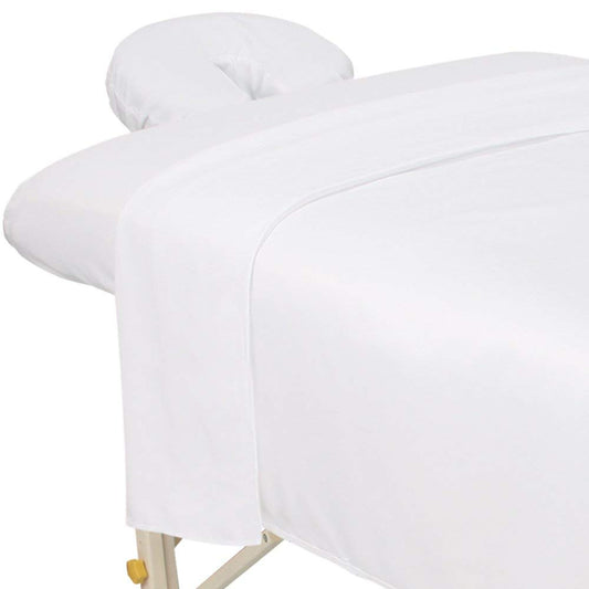 ForPro Professional Collection - Juego de sábanas de masaje ForPro Premium de microfibra de 3 piezas, blancas, ultraligeras, resistentes a las manchas y las arrugas, incluye sábana plana de masaje, sábana bajera ajustable para masajes y funda de masaje pa