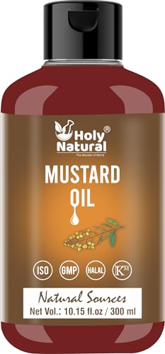 Holy Natural - The Wonder of World Aceite de mostaza orgánico certificado USDA (300 ml) - 100% puro y natural, prensado en frío, sin OMG, sin tratar y sin refinar