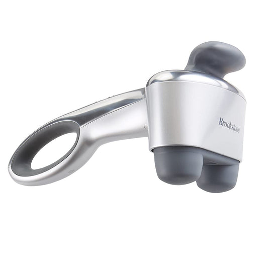 Mástil inalámbrico, masajeador de percusión de espalda, amasado profundo, doble nodo, portátil, ligero, recargable, Brookstone Max 2, plata (B-HHP-650J)