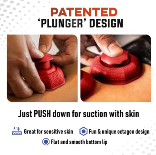Game On GRPS Professional Quality Silicone Cupping Set for Massage Cupping Fascia Release Trigger Point & Deep Tissue Massager Tool for Back, Shoulders, Knee Pain, Muscle Soreness