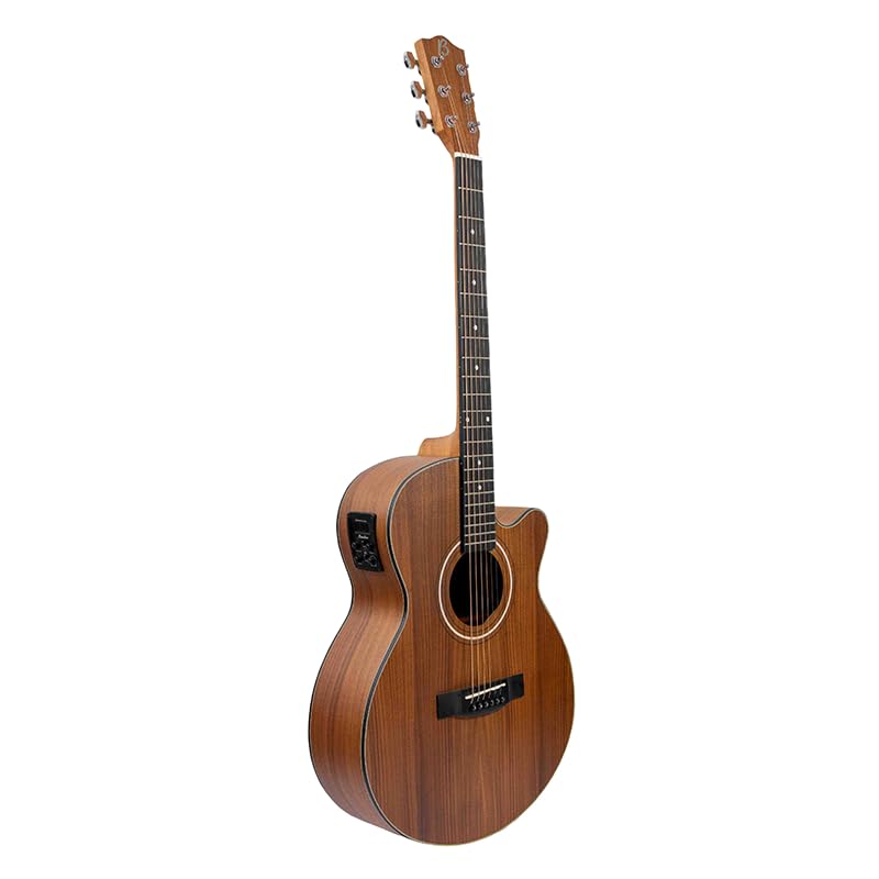 BAMBOO - Guitarra Electroacustica Stage Koa con Funda Accolchada, 40 pulgadas, madera Koa