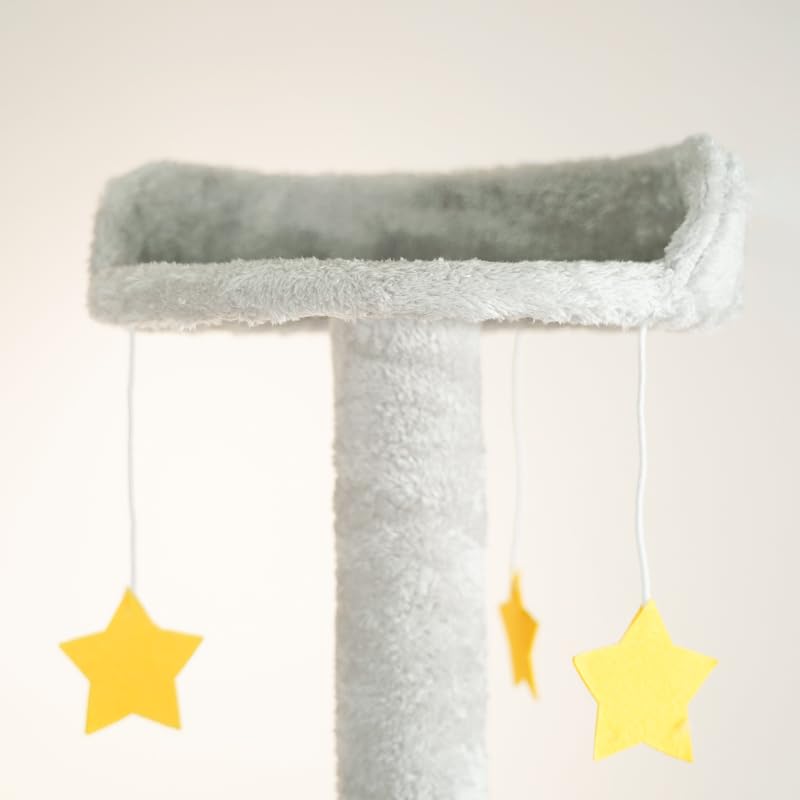 Rascador para Gatos UNA MASCOTA Gris con Diseño de Queso Varios Niveles 170CM