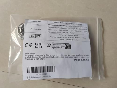 GYUEE - Ganchos para carne de acero inoxidable, 20 unidades, en forma de S, montaje en pared, resistente, 15 cm, para cocina, fumar, secar, almacenamiento