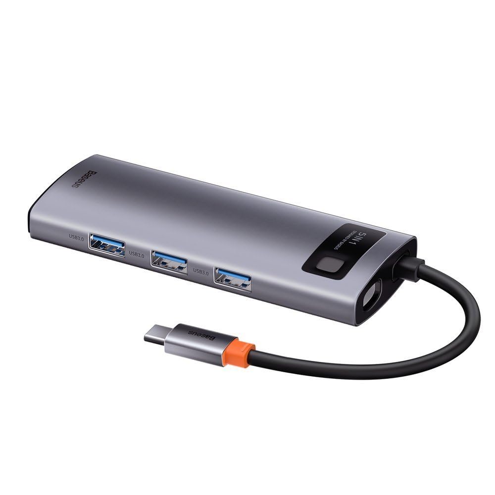 Baseus HUB Adaptador Tipo C Multifuncional 5 en 1 de la Serie Metal Gleam, Gris