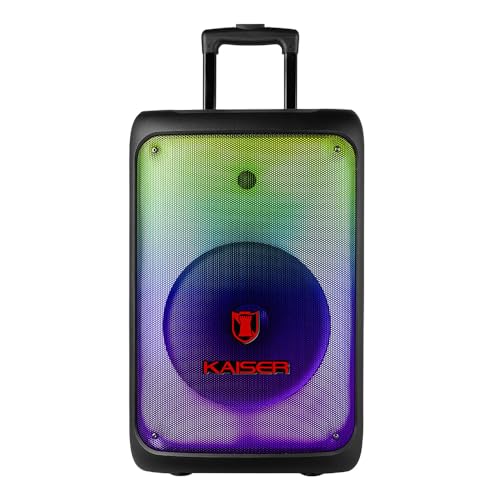 Kaiser Bocina Bluetooth de 12 Pulgadas con Luz Tipo Flama, KSR-Link, DSP High Quality, Efectos de Sonido, Micrófono Inalámbrico, Recargable, FM, USB, Micro SD, Aux, Potencia de 40W RMS