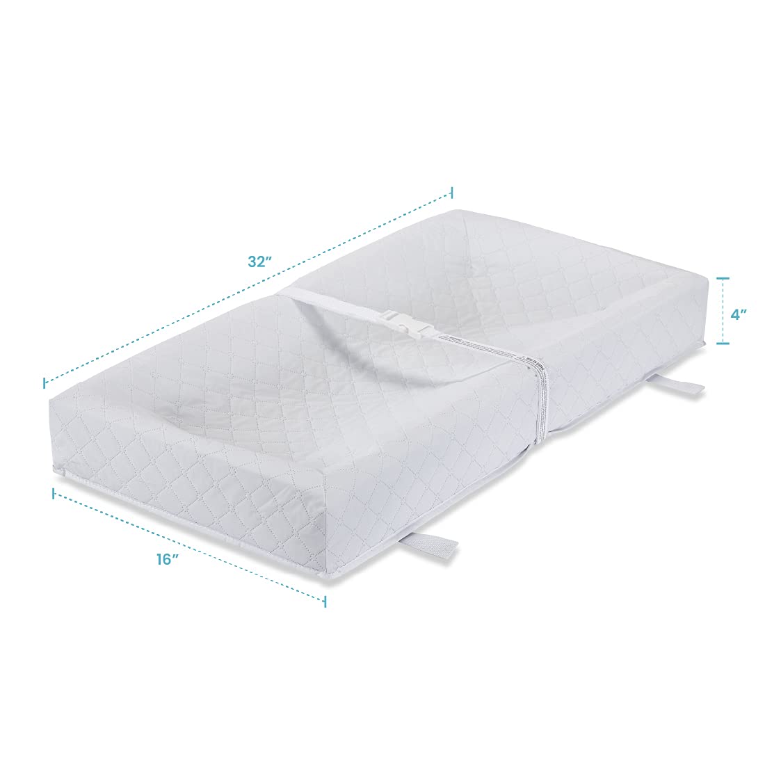 LA Baby 4 Sided Changing Pad, White, 32"