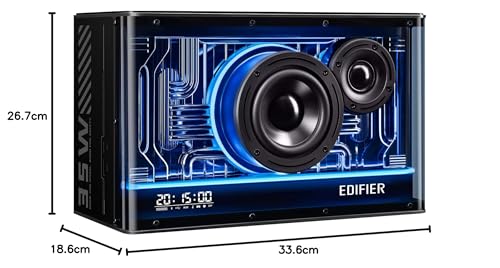 Edifier QD35 - Altavoz Bluetooth de Mesa, Audio de Alta resolución y Audio de Alta resolución inalámbrico Certificado para computadora, Carga ultrarrápida GAN de 35 W, Efectos de luz espléndidos