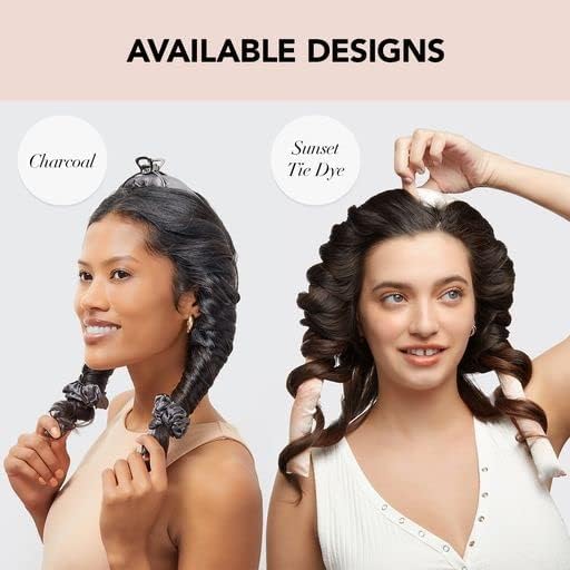 Kitsch Satin Heatless Curling Set for No-Heat Soft Curls - Overnight Hair Curlers & Curling Rod Headband, Frizz-Free Styling, Gentle Rollers for All Hair Types - 1 Pack (Sunset Tie Dye)