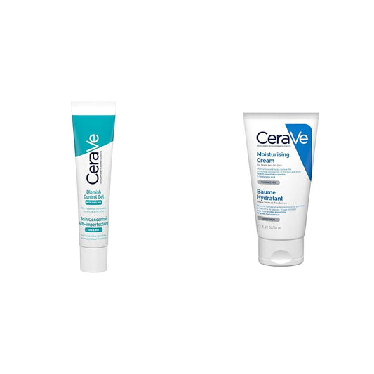 Cerave Gel Facial tratamiento Anti-imperfecciones Para Piel Grasa o Acne, 40ml + crema hidratante |50ml| hidrante diario para rostro y cuerpo para piel seca
