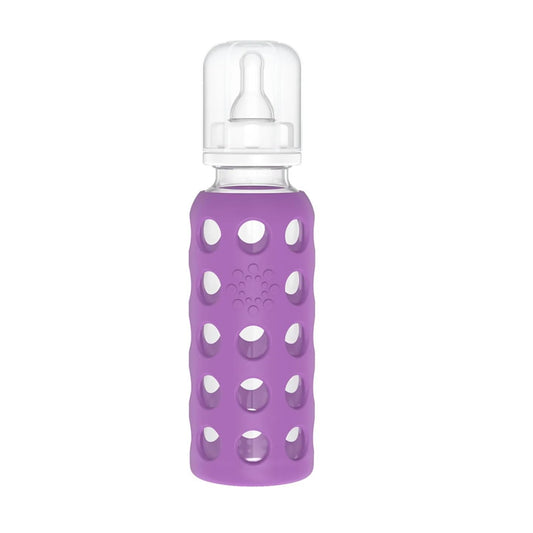 Biberón de Vidrio Lifefactory Uva con Funda de Silicona y Pezón Etapa 2 sin BPA