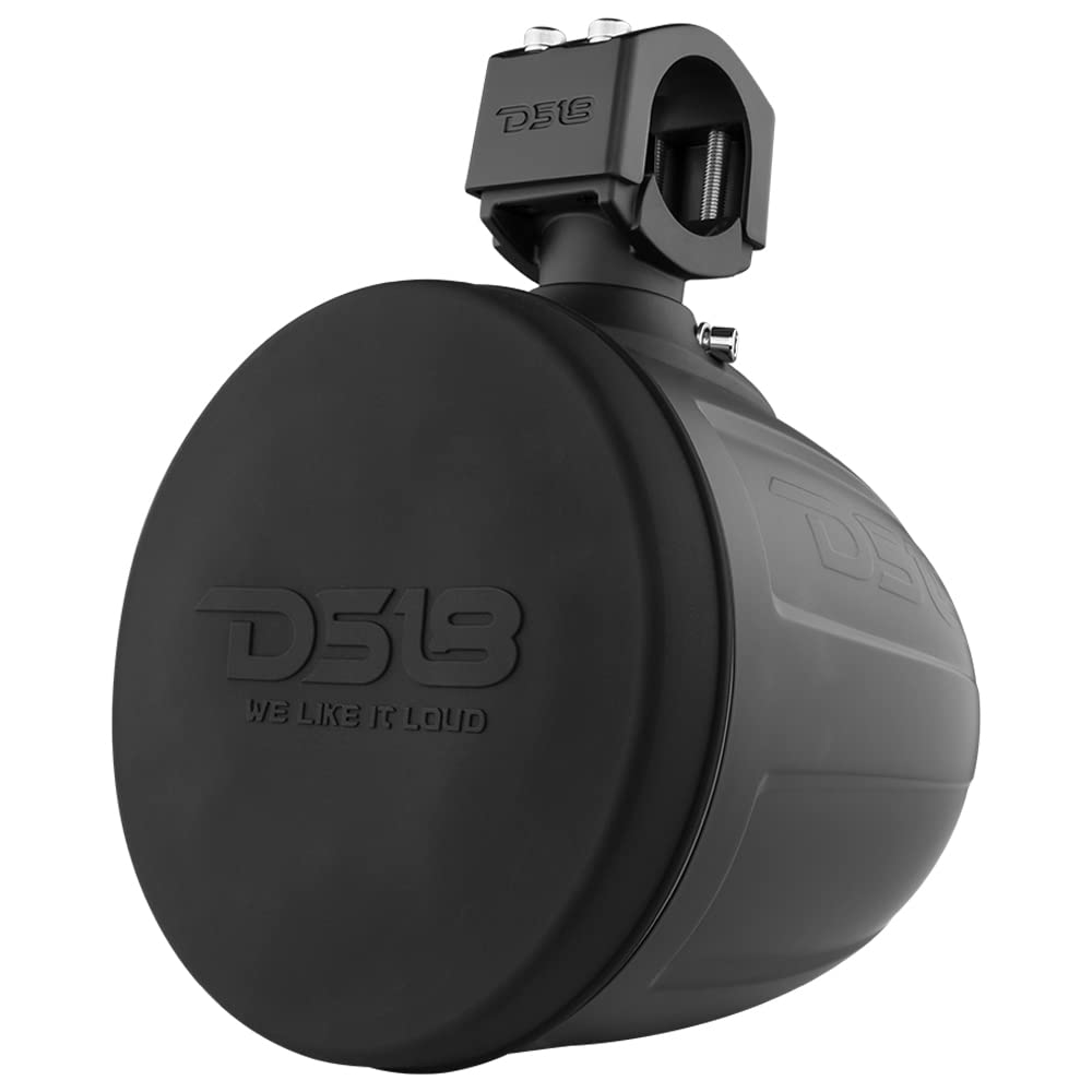 DS18 Hydro NXL-X8PRO/BK Altavoces compactos de torre de Wakeboard de 8 pulgadas con altavoz híbrido de rango medio y driver de compresión, luces LED RGB integradas, 500 vatios, cubierta de altavoz