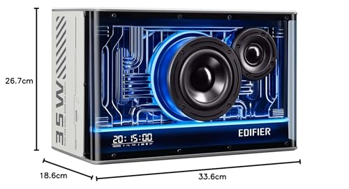 Edifier QD35 - Altavoz Bluetooth de Mesa, Audio de Alta resolución y Audio de Alta resolución inalámbrico Certificado para computadora, Carga ultrarrápida GAN de 35 W, Efectos de luz espléndidos