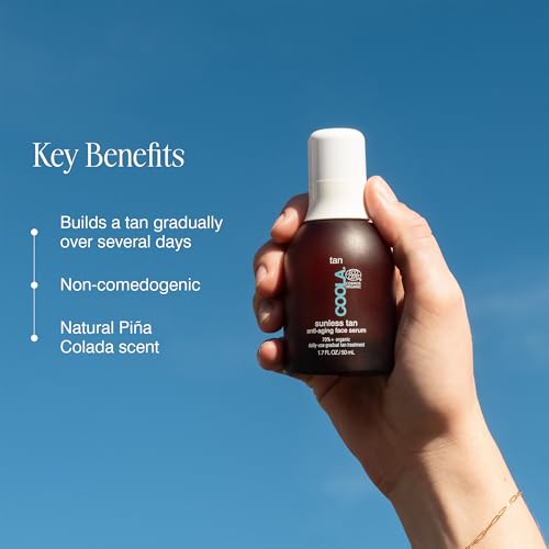 Coola Organic Sunless Tan Anti-Aging Face Serum | Antioxidant Enriched | Gradual Tan | Transfer-Free | Fast Drying | Pina Colada