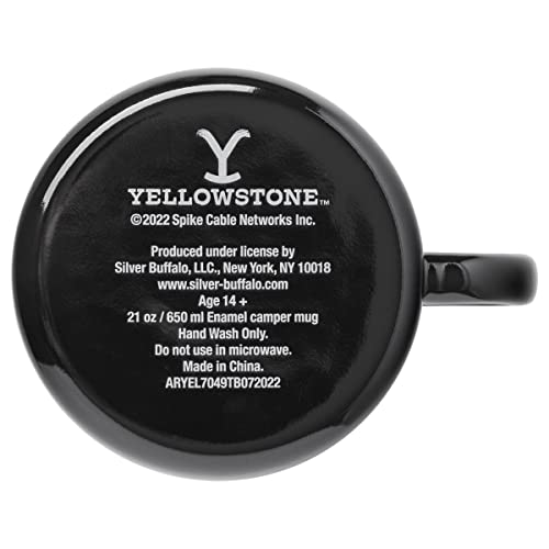 Taza de Campaña Silver Buffalo Yellowstone Dutton Ranch Esmaltada Blanca 21 Onzas