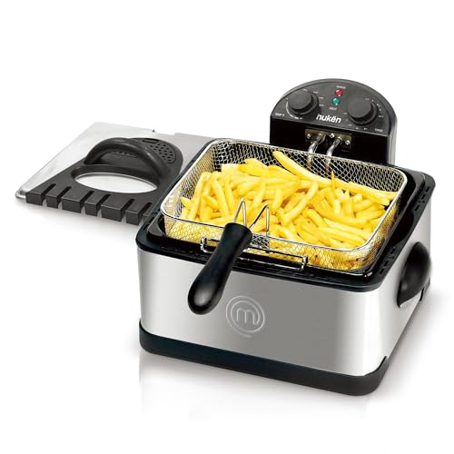 Hukën x MasterChef | Freidora de Aceite | Flash-Fry XL | Triple Basket | Capacidad 4 litros | Acero Inoxidable | Canastillas Removibles e intercambiables | 1700 W | MK-DF-4SSV2