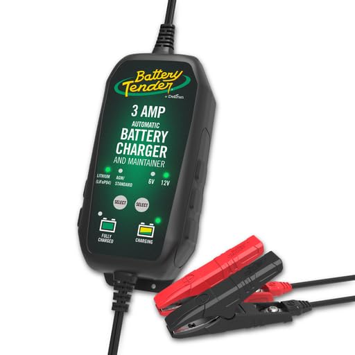 Battery Tender - Cargador y mantenedor de batería de 3 amperios – Automático Inteligente conmutable de 12 V o 6 V para Coches, SUV y Camiones, Cargador de batería de Plomo, AGM, Gel y Litio –