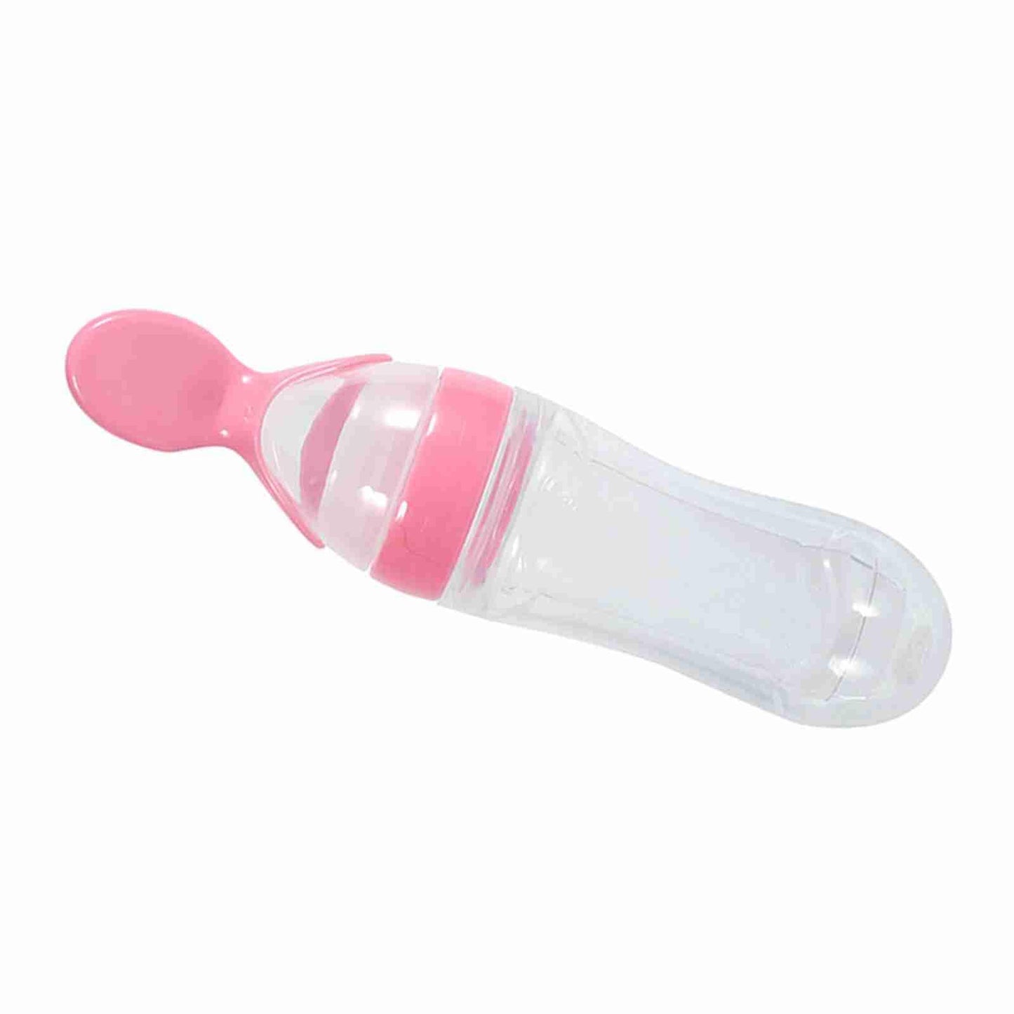 Biberón, biberón para bebés, alimentador de alimentos resistente a altas temperaturas, con cuchara portátil para bebé para exteriores(Pink)