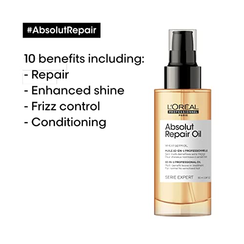 L'Oreal Professionnel Shampoo Reparador Para Cabello Danado 500 Ml Serie Expert Absolut Repair Gold + L'Oreal Professionnel Suero reparador de cabello danado 90 ml serie expert absolut repair gold