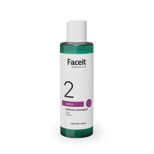 FACE.IT | Tónico Facial Ácido Glicólico, Aloe Vera I Tratamiento Anti Acné I Skin Care I Exfoliante Facial I Elimina las Impurezas | Unifica Textura de la Piel I PASO 2 Unifica I 180 ml