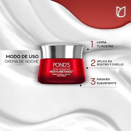 PONDS Crema Facial Antiedad Noche Age Miracle Ultimate Youth con Hexyl-Retinol para piel más firme, luminosa y joven, disminuye las líneas de expresión y las manchas 50 g