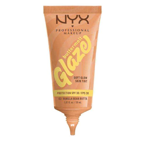 Tinta de Maquillaje Glaze Tint con SPF 30 de Nyx Professional Makeup, Tono Vainilla Bean Butta (Beige Claro)
