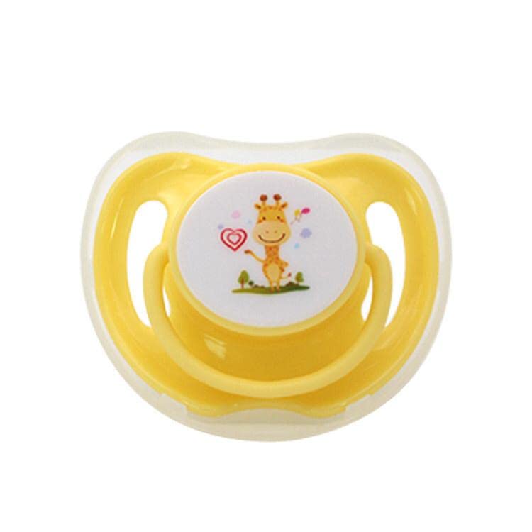 Chupón Ortodóntico Desarrolla Sentidos de tu Bebé con Tapa Protectora, Dibujos Animados, 1m+ (Amarillo - Jirafa)