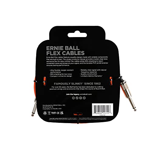Cable Flex Instrumento Ernie Ball Naranja recto de 10 pies
