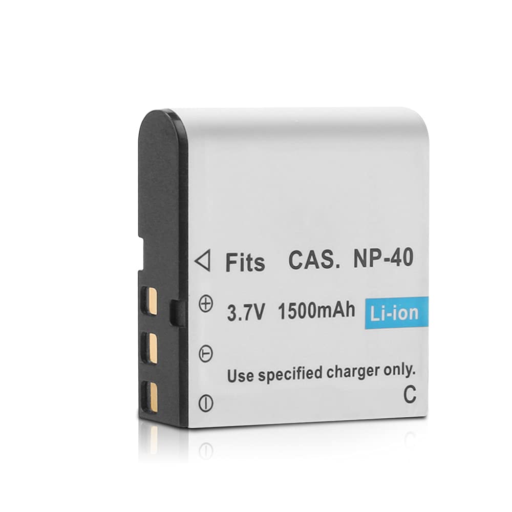 GeeKam NP-40 - Batería recargable de 1500 mAh (paquete de 3) con cargador dual USB para videocámaras, compatible con Casio NP-40
