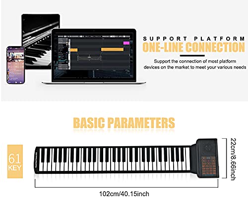 Piano Enrollable Portátil Recargable para Niños 61 Teclas para Práctica