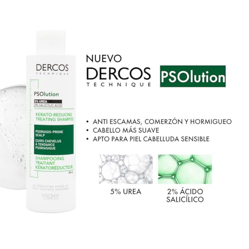Dercos Psolution Shampoo de Tratamiento Kera Reconstructor para Piel Cabelluda Sensible, 200ml