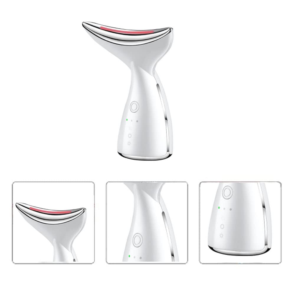 Masajeador Facial Cuello, 3 Modos Calentado Dispositivo de Belleza Facial con Luz LED, USB 7000 veces/min Máquina Belleza Facial Electrico, Antiarrugas, Antienvejecimiento, Limpieza Profunda Piel