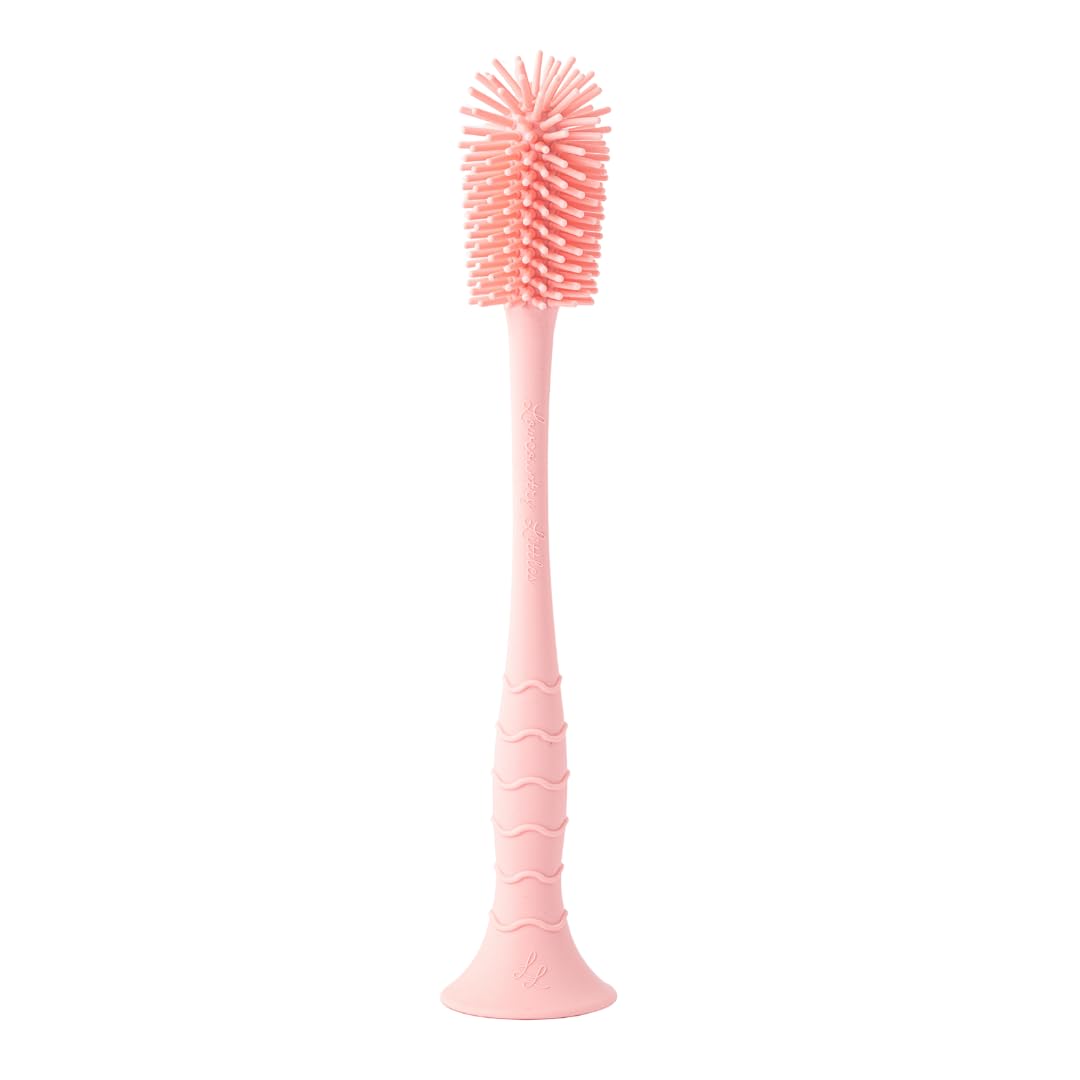 Lowcountry Littles - cepillo para polvo de silicona no tóxico para botella de grado médico de alta calidad, sin BPA y PFAS, base de ventosa, fácil de limpiar y apto para lavaplatos, diseño más alto
